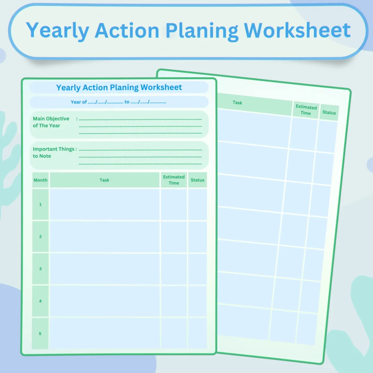 Yearly Action Planning Worksheet Product image