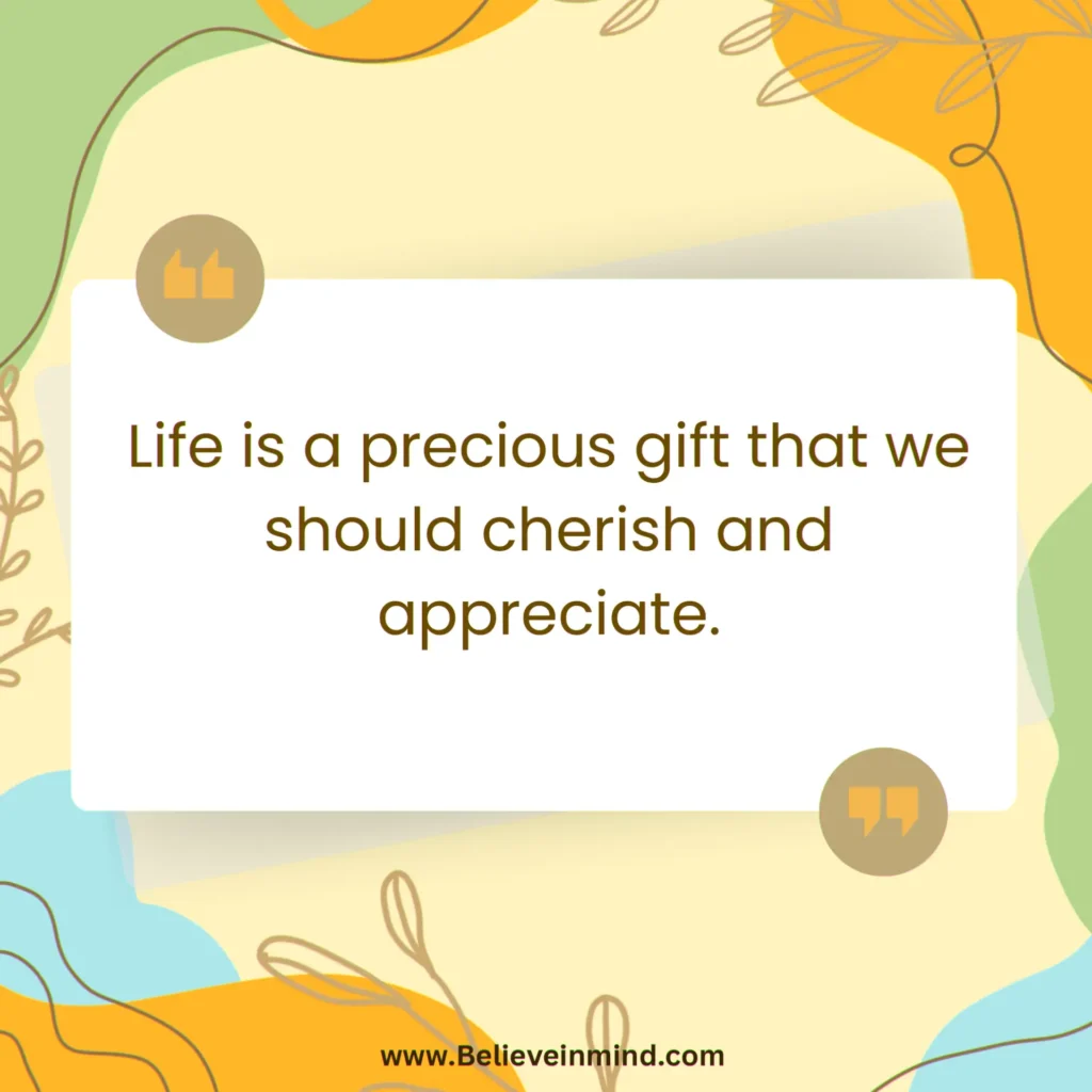Life is a precious gift that we should cherish and appreciate